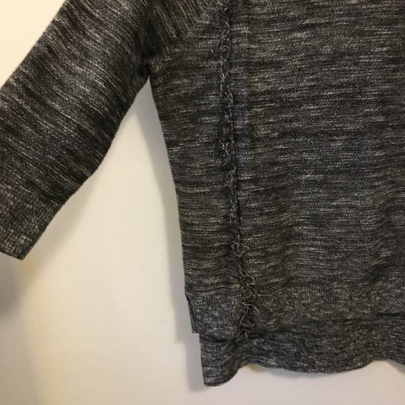 Lord & Taylor Salt and Pepper Cotton Blend Fringed Sweater - Large - Picture 7 of 16